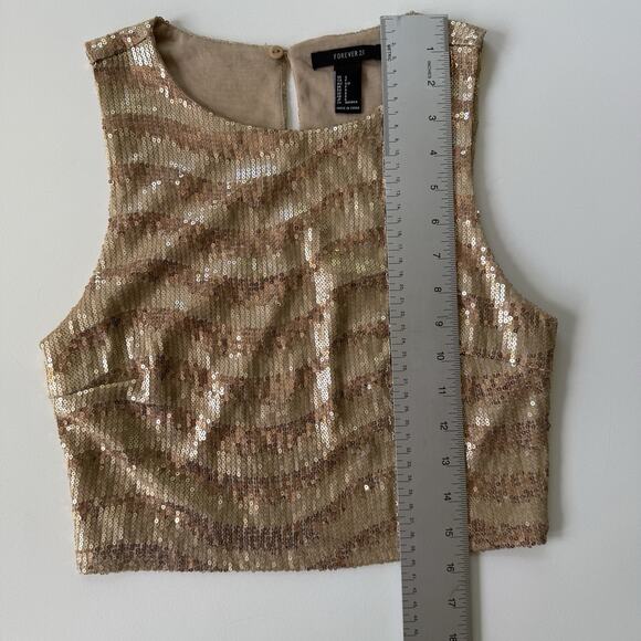 Forever 21 Gold Sequin Crop Tank Top Festival Indie Sleaze Y2K Style Size Small‎ - Picture 7 of 7